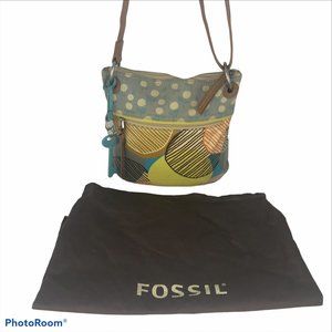 BoHo Fossil KeyPer Crossbody Handbag Coated Canvas Handbag 9 X 11
